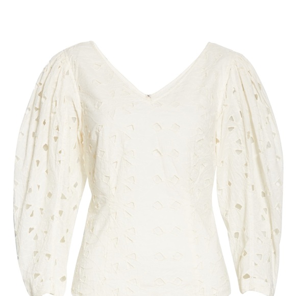 LA VIE REBECCA TAYLOR EMBROIDERED TOP IVORY SZ S - Picture 6 of 8